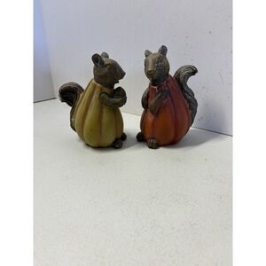 Holiday Home Squirrels Pumpkin‎ Table Piece 5.5"